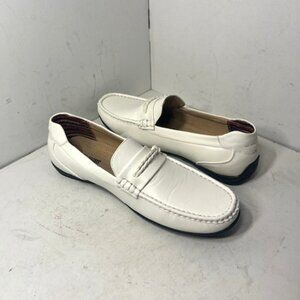 Stacy Adams White Moc Toe Braided Strap Slip On Loafers Sz 9M